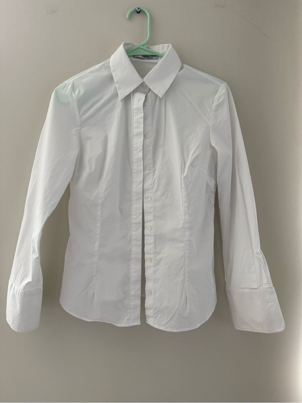 MANGO Classic POPLIN white Cotton Women’s Dress Shirt- XS